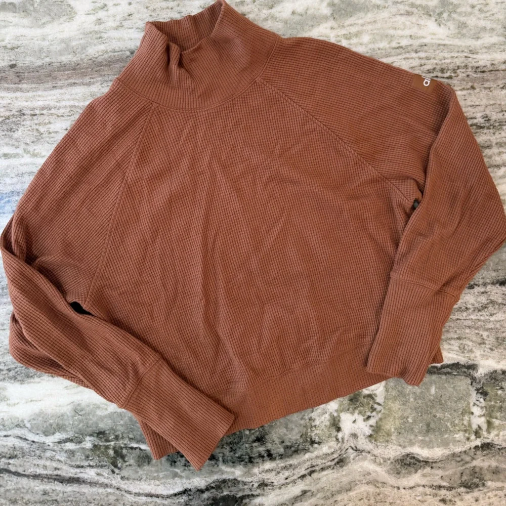 Alo Yoga Waffle Knit Weekend Escape Cowl Neck Sweater